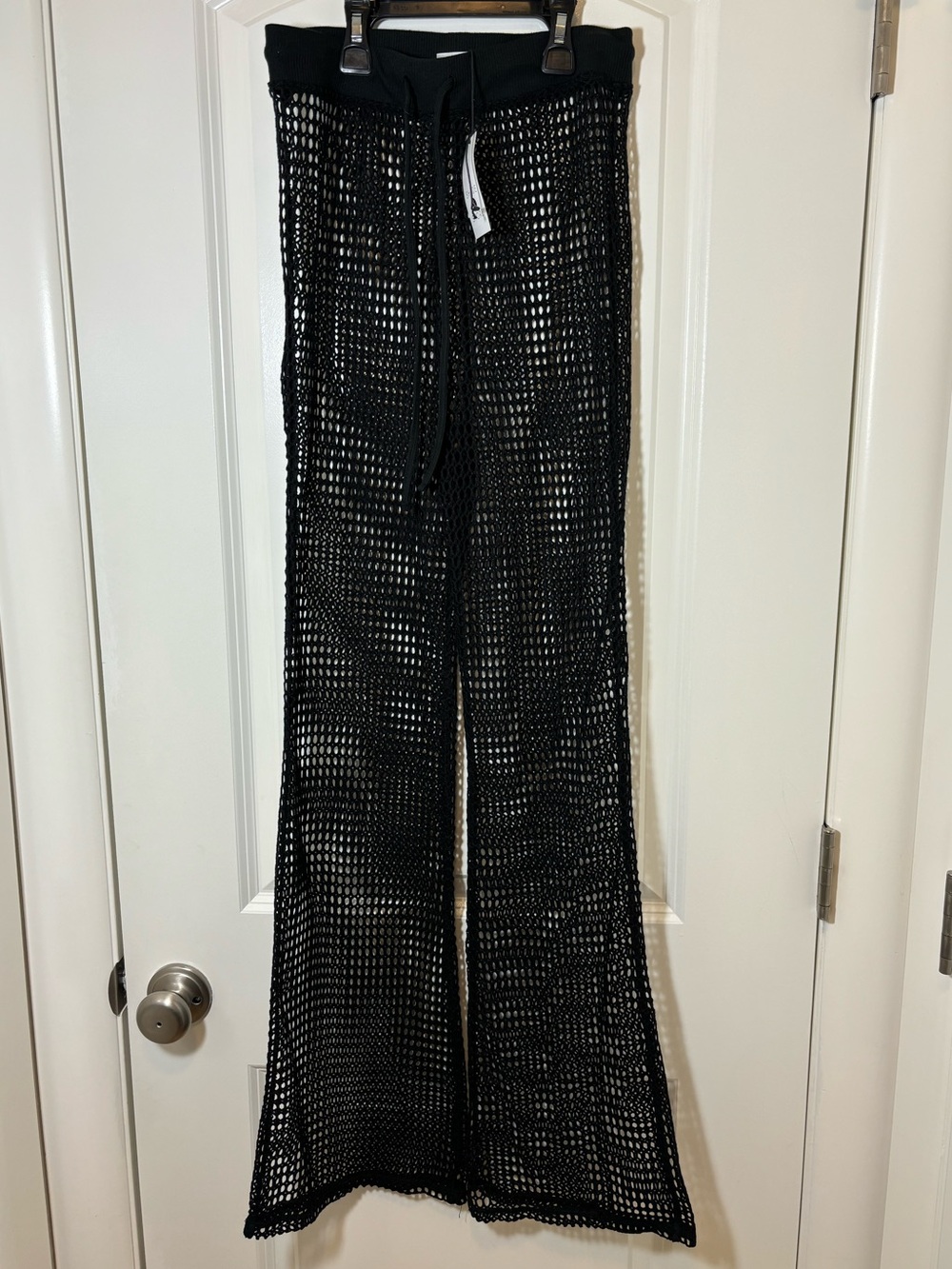 Shade & Shore Black Crochet Wide-Leg Pants #286